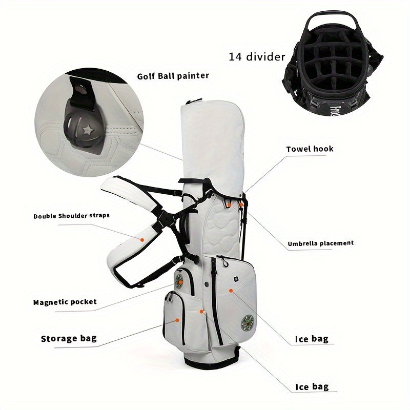 14-Way Adjustable Double Straps Golf Stand Bag