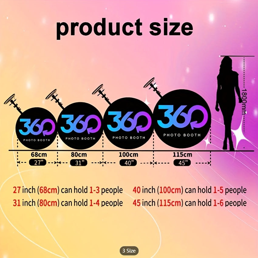 360 Photo Booth Machine for Parties Weddings Logo Customization Software APP Remote Automatic 360 Spin Camera Booth Flight Case Packaging