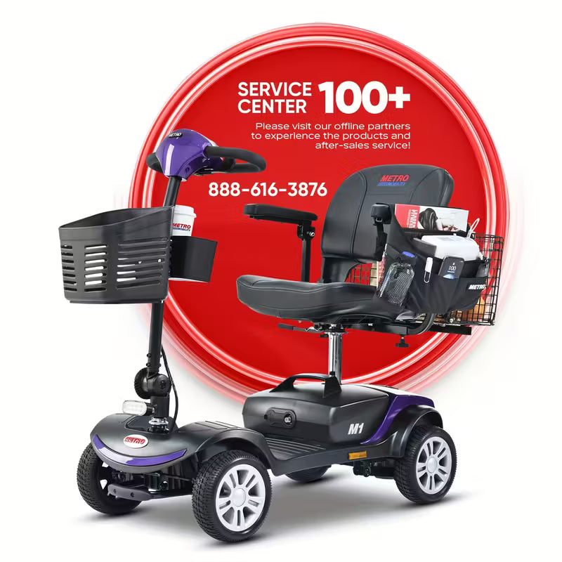 4 Wheel Electric Mobility Scooters For Adults | 300 Lbs Weight Capacity, 15KM Long Range, 360° Swivel Seat