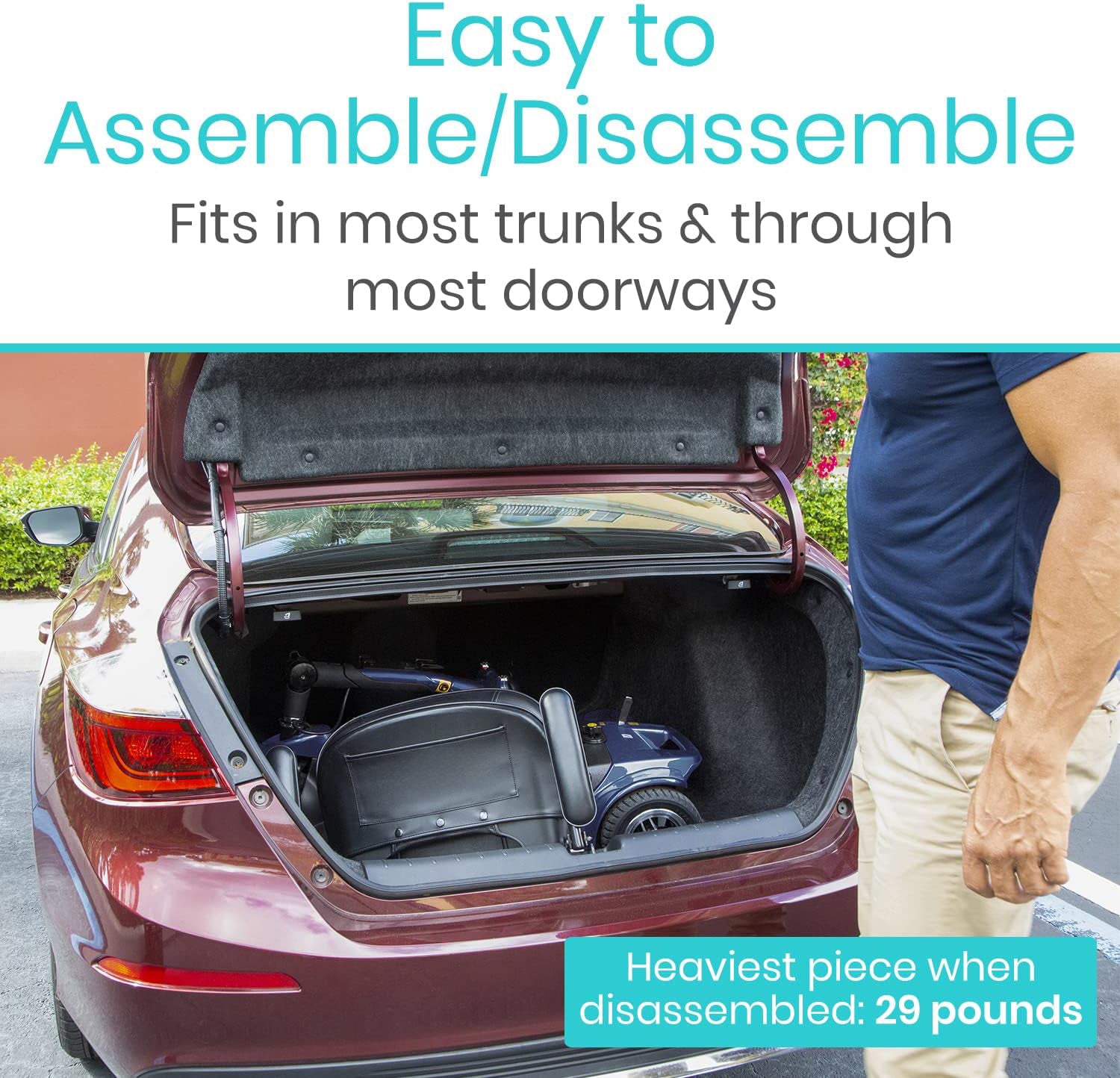 4 Wheel Mobility Scooter - Electric Powered Wheelchair Device - Compact Heavy Duty Mobile for Travel, Adults, Elderly