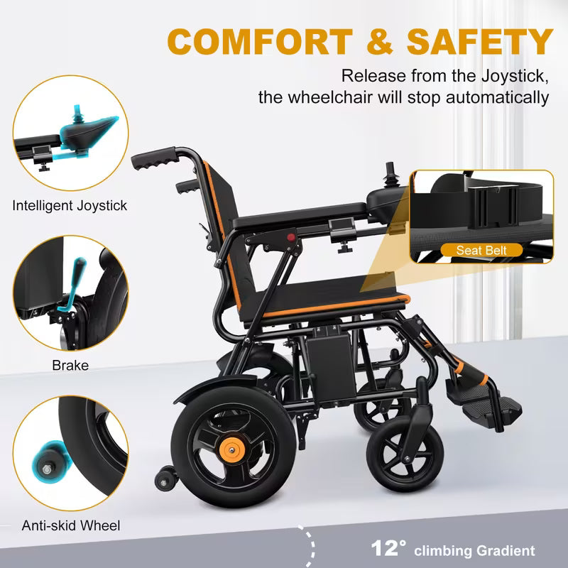500W Foldable Electric Wheelchair – Thick One-Piece Back Cushion