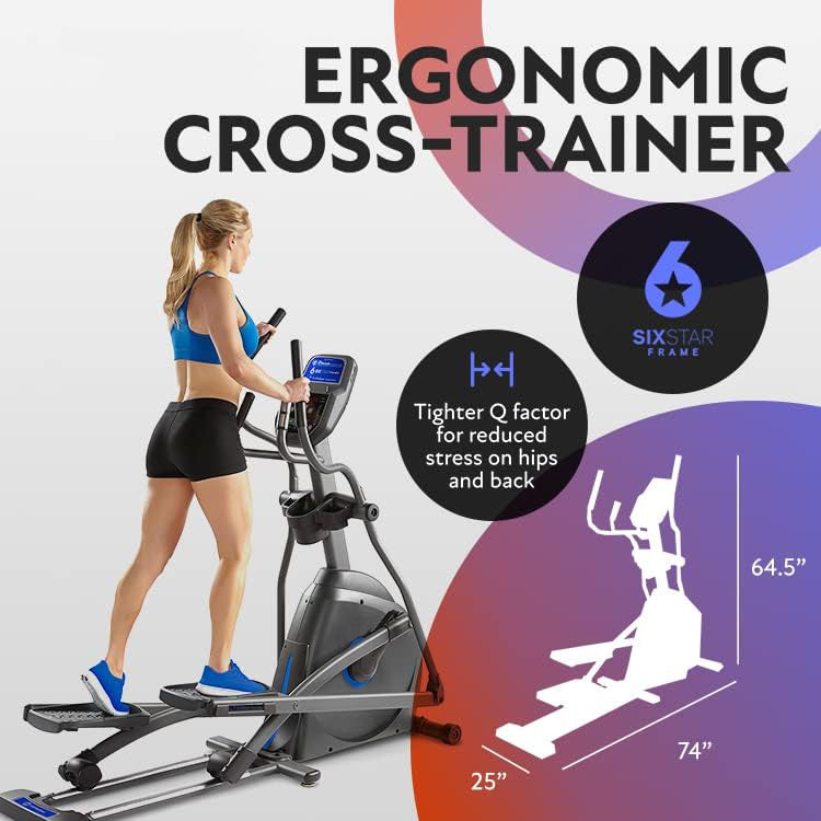 EX-59 Elliptical Trainer Exercise Machine for Home Workout, Fitness & Cardio, Compact Cross-Trainer with Bluetooth, Built-in Speakers, 10 Resistance Levels, 300 lb Weight Capacity
