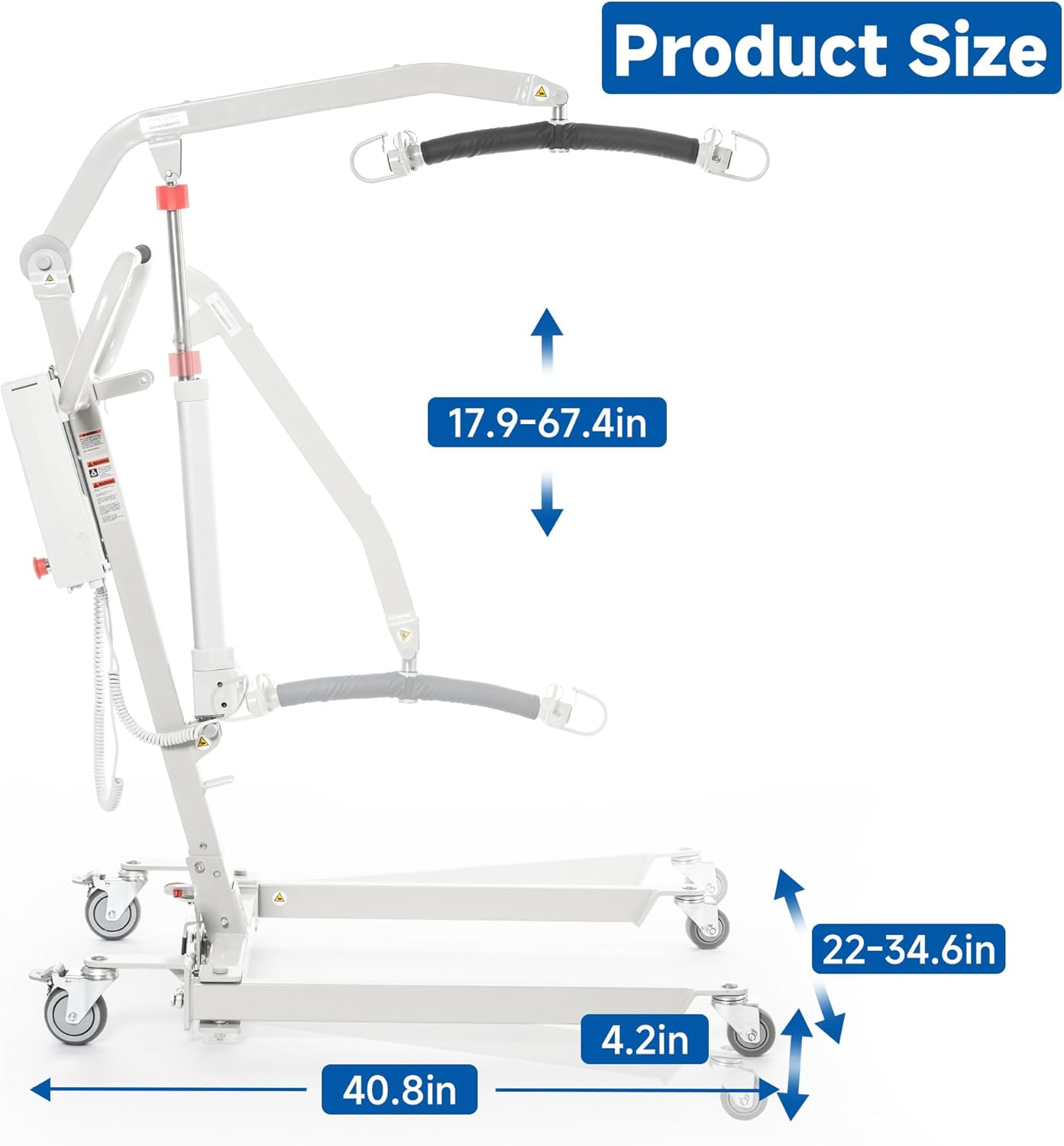 Electric Patient Lift, High-Capacity Rechargeable Battery, Home Premium Folding Electric Patient Lift