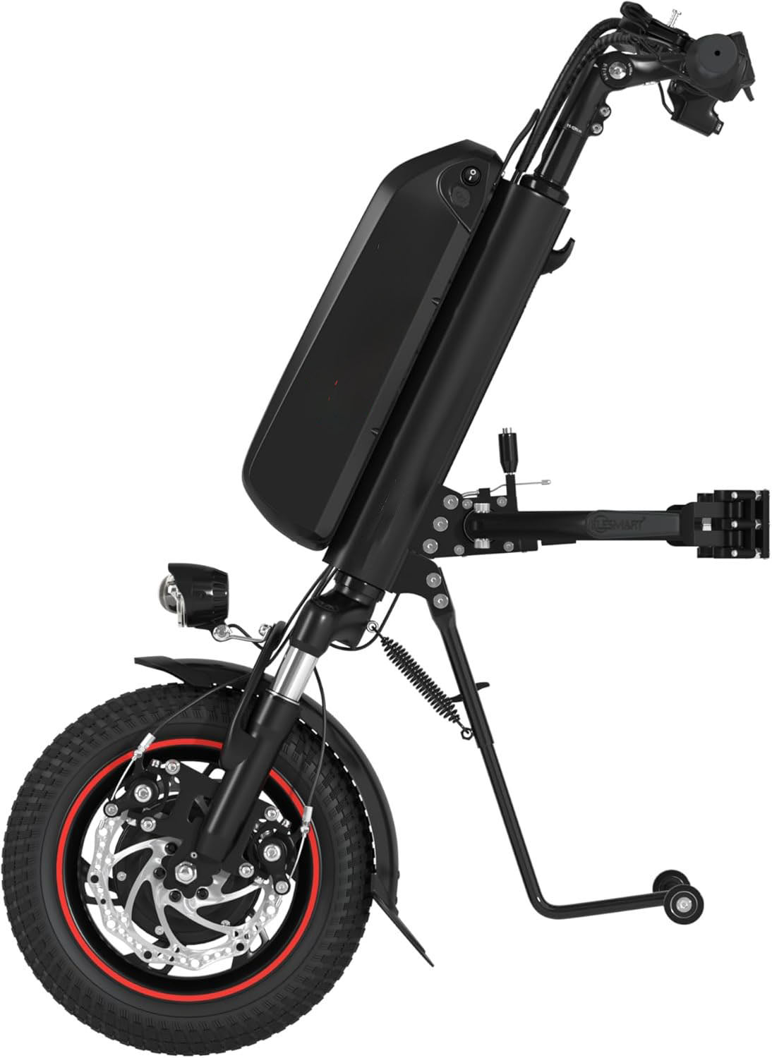 Electric Handcycle Wheelchair Attachment for Upgrading Manual Wheelchair to Electric Wheelchair, 31 Miles Travel Range, 36V 500W, Suitable for 0.87-1.3 inch Tube Diameter, Side Connection, Black, Size: 10.4 Ah