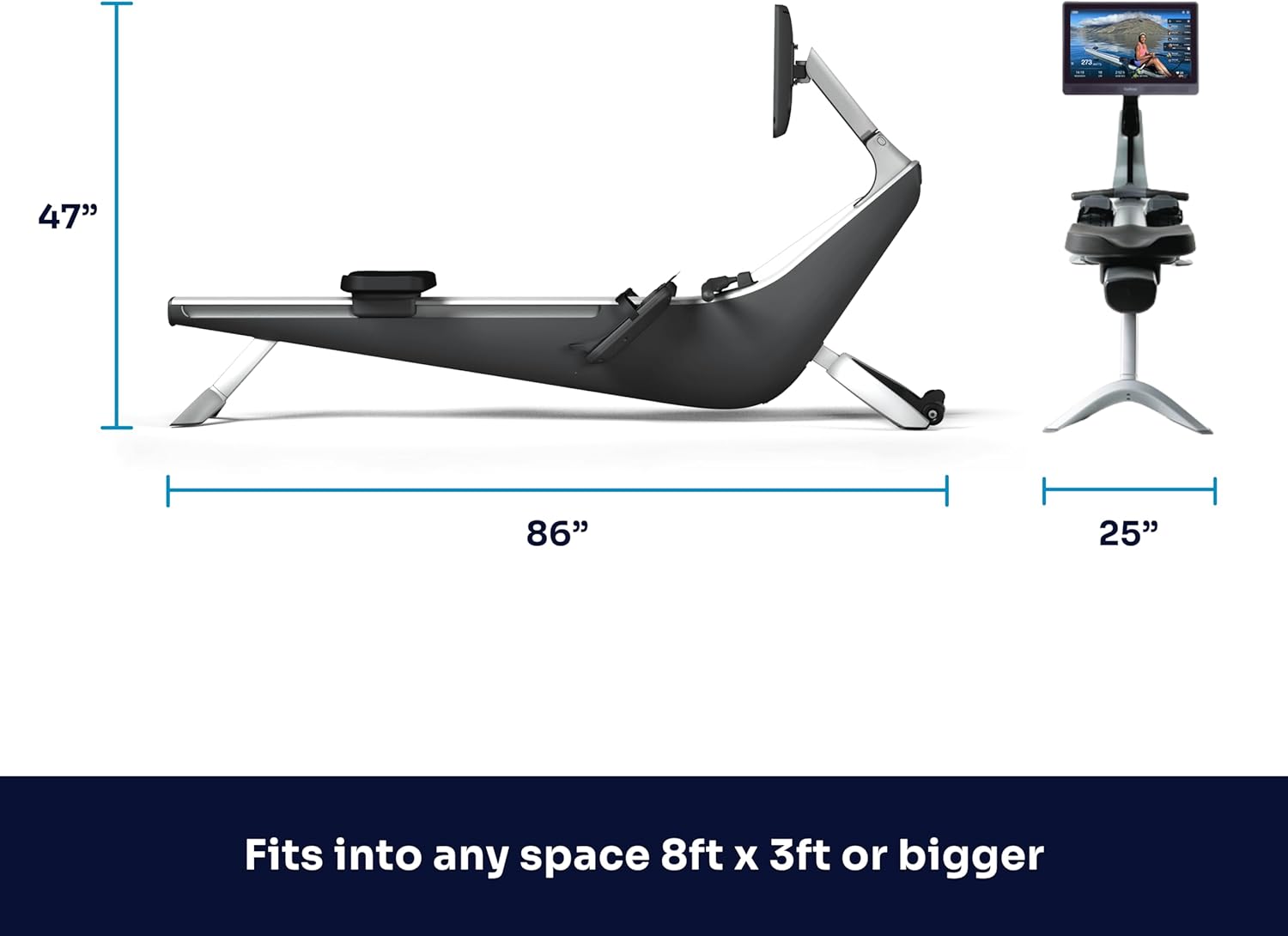 Pro Rowing Machine with Immersive 22" HD Rotating Screen - Stows Upright | Live and On-Demand at-Home Workouts, Membership Required