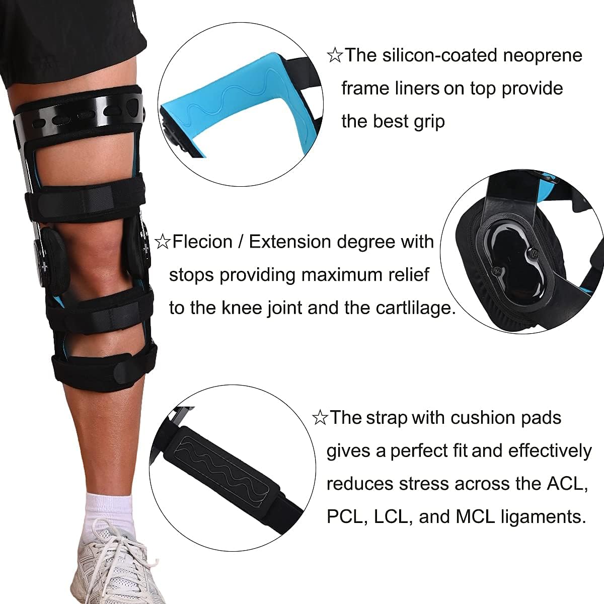 ACL Knee Brace for Ligament and Sports Injuries, Mild Osteoarthritis & for Preventive Protection from Knee Joint Pain and Degeneration