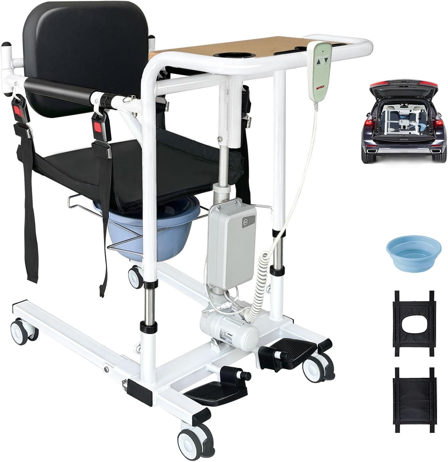 Electric Transfer Lift Chairs for Elderly,Patient Lift Transfer Chair for Home,Foldable Wheelchair Lift for Car,Portable Handicap Lift for Seniors,Transfer Shower Chair -Max Load 260lbs