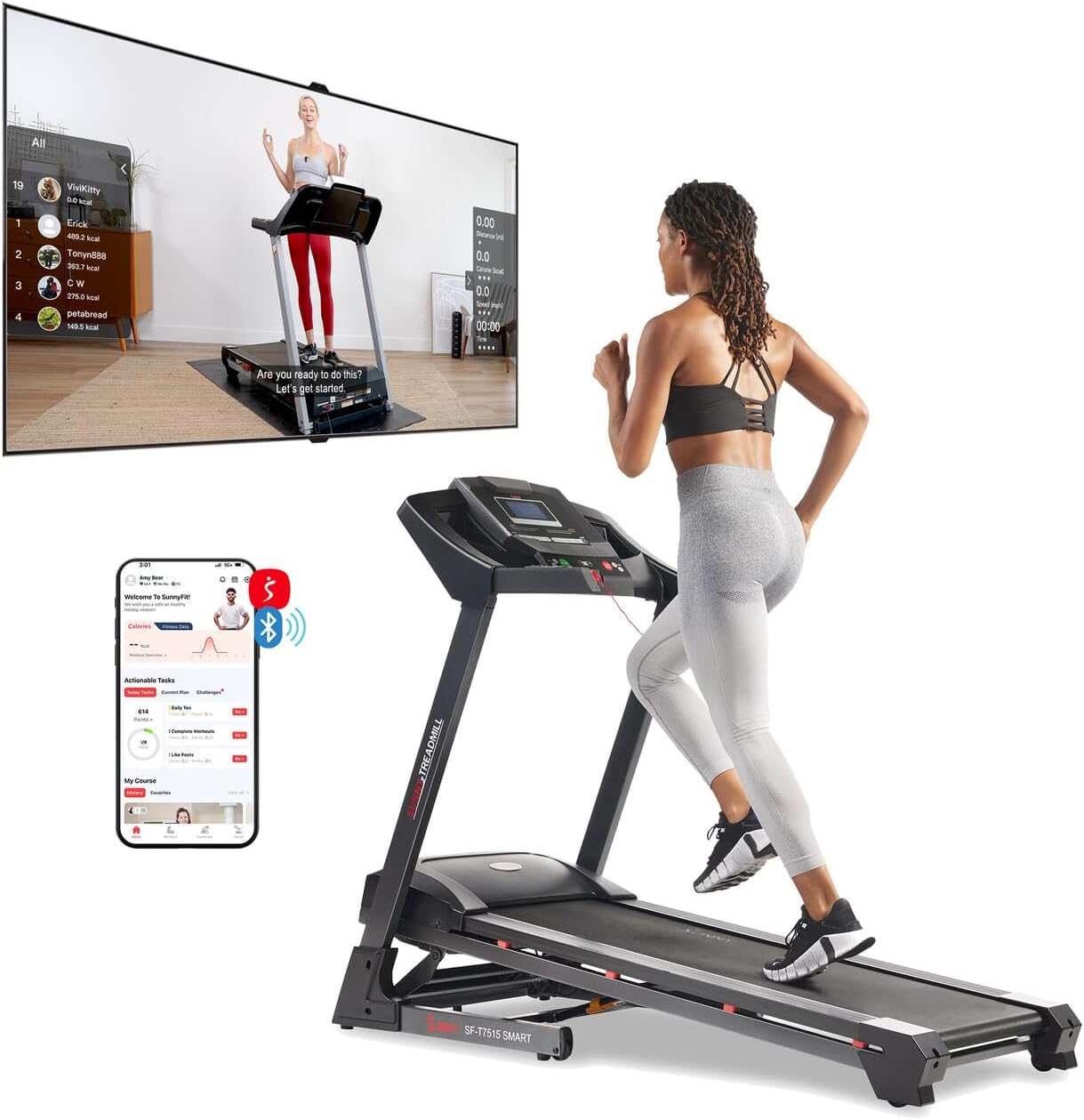 remium Foldable Treadmill for Home, Running or Walking with Auto Incline, Shock Absorption, Digital Display, Optional 20” Running Deck, Free App Bluetooth Connection