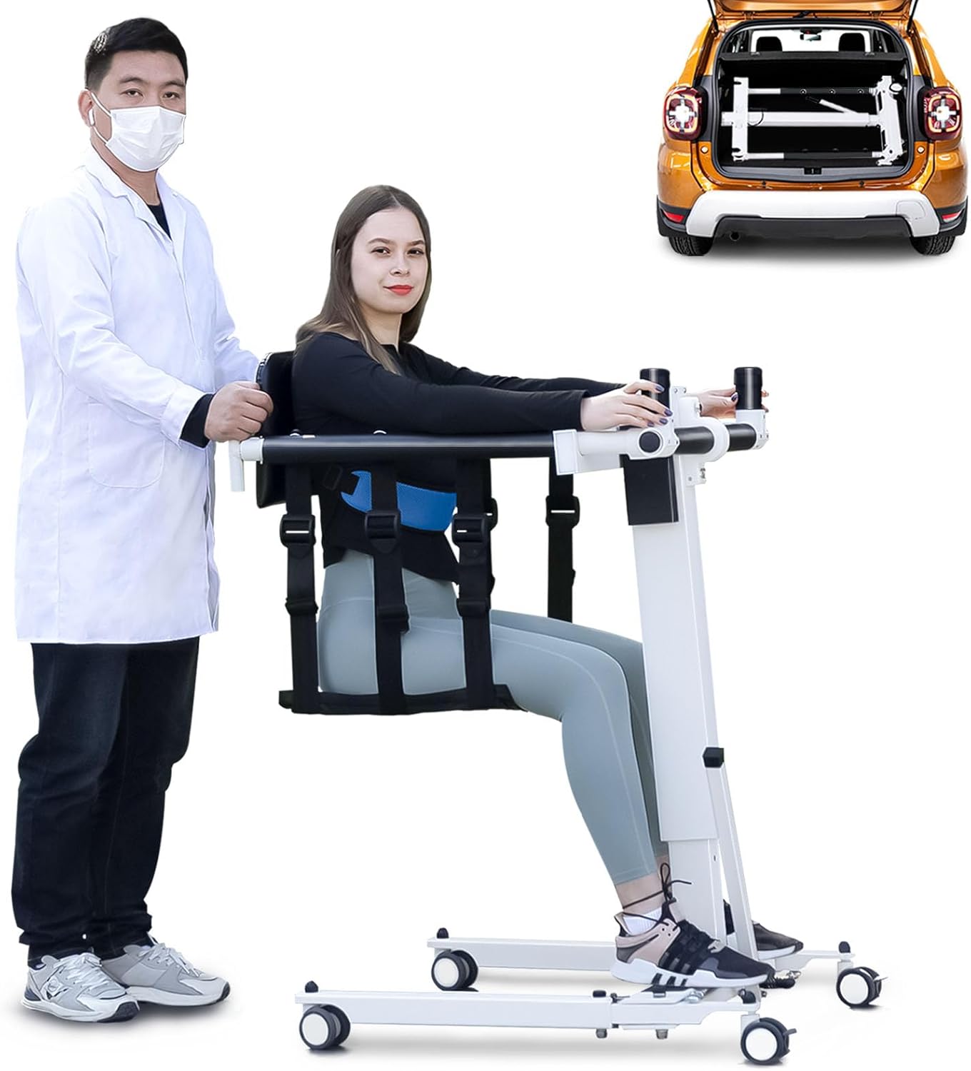 Upgrade-Electric Transfer Lift,Patient Lift Transfer Chair for Home,Folding Portable Patient Lift for Car,Handicap Lift Shower Chair,Bathroom Wheelchairs Transfer Chairs for Seniors