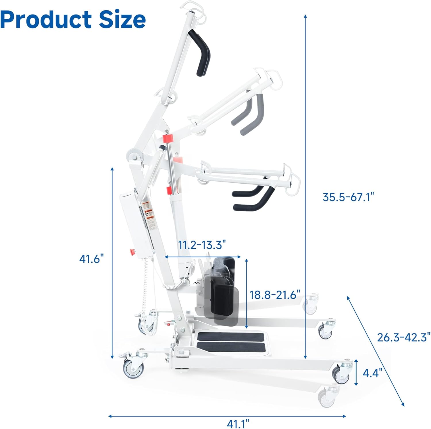 Full Body Patient Transfer Lifter for Home Use, Electric Patient Lift, Sit-Stand Lift, Safe Sit-Stand, Transfer and Transport, 4 Sling Hooks