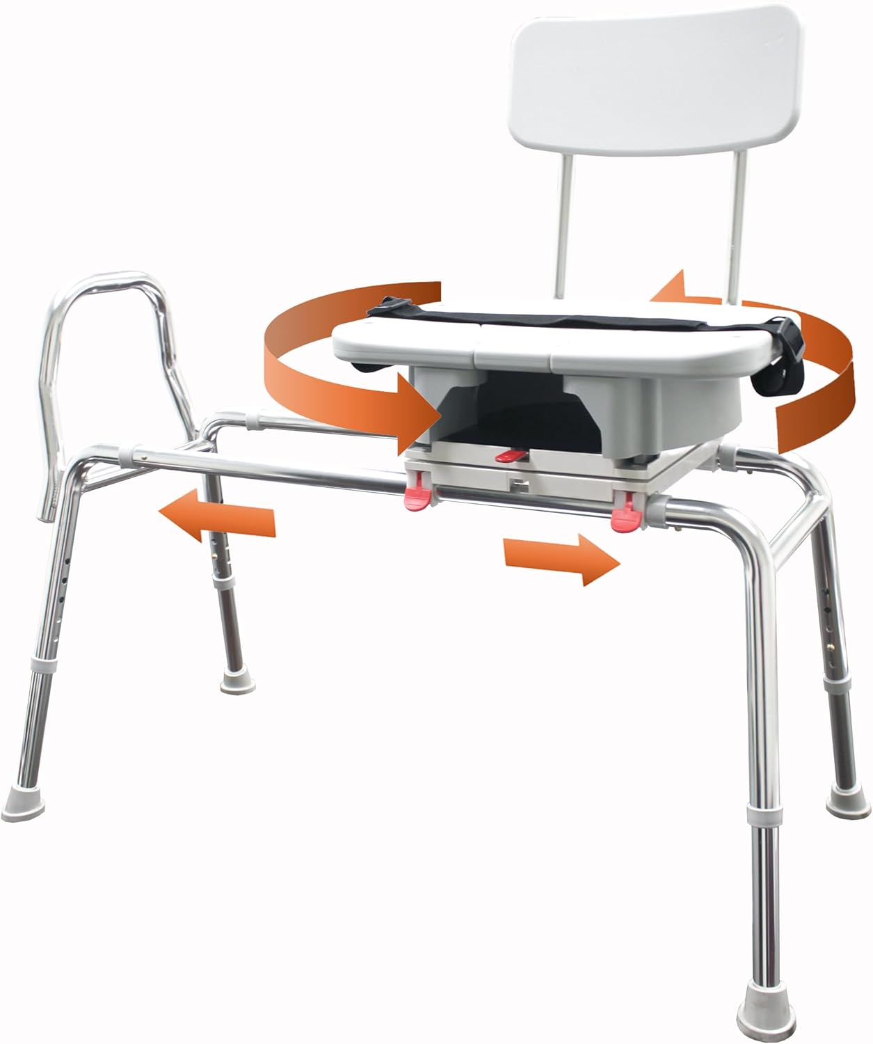 Swivel Sliding Shower Chair & Tub Transfer Bench with Cut Out, Height Adjustable, Heavy-Duty Capacity up to 400 LBs, for Safety Shower, for Elderly & Disabled