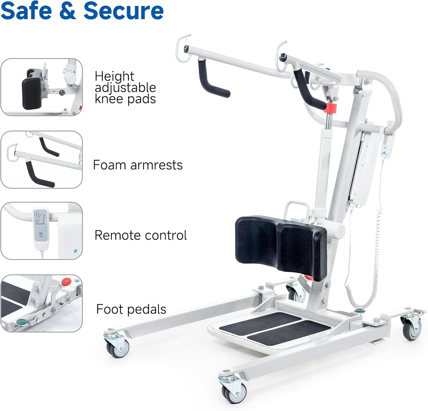 Full Body Patient Transfer Lifter for Home Use, Electric Patient Lift, Sit-Stand Lift, Safe Sit-Stand, Transfer and Transport, 4 Sling Hooks