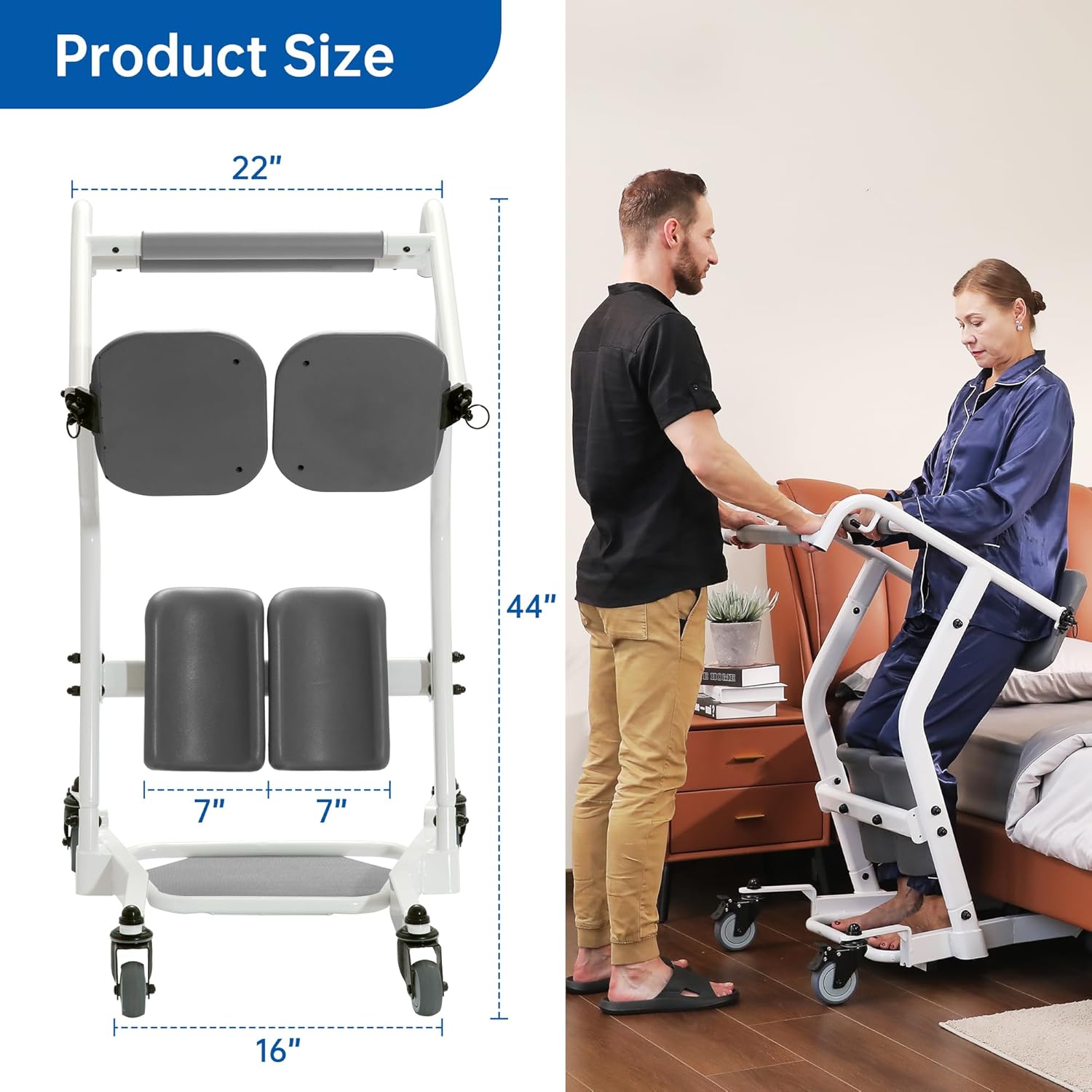 Stand Assist Patient Transport Unit, Safely Sit, Stand, Transfer & Transport, Fall Prevention Patient Transfer Lifter