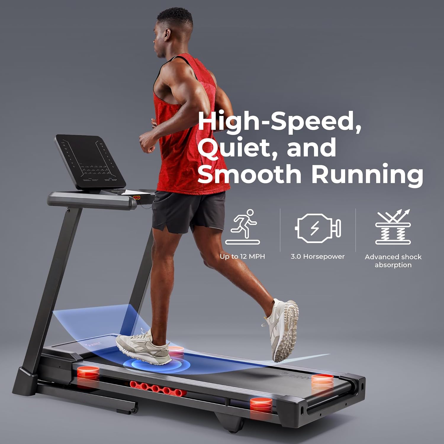 Heavy Duty Treadmill for Home, 20” Wide Deck, 15 Level Auto Incline, 300 LB Weight Capacity, Foldable Running Machine, Digital Monitor, Free App Bluetooth Connection