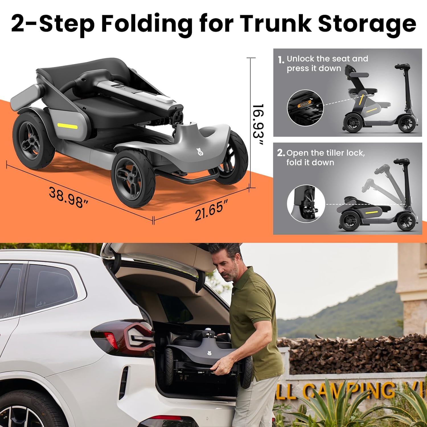 S3 Mobility Scooter for Seniors - Foldable Mobility Scooter for Adults - 25 Miles on 1 Charge, Enhanced Safety, Lightweight for Travel, LED, Basket, 6 MPH Max