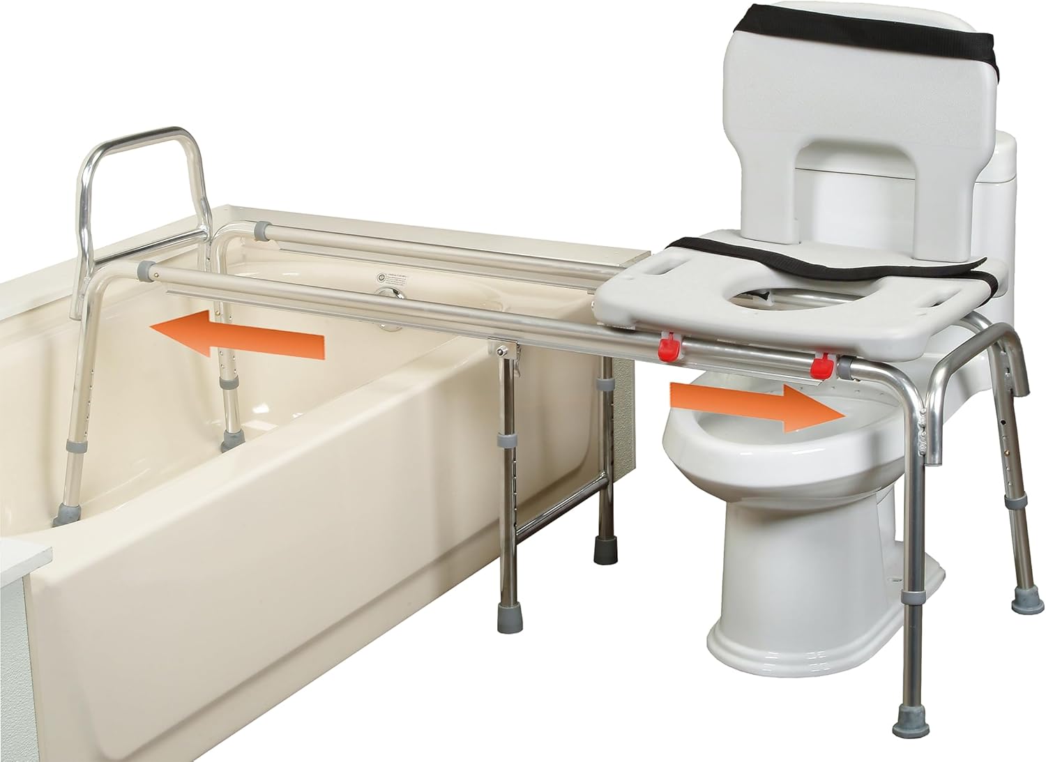 Toilet-to-Tub Sliding Transfer Bench with Cut Out, Height Adjustable, Heavy-Duty Capacity, for Safety Shower, for Elderly & Disabled