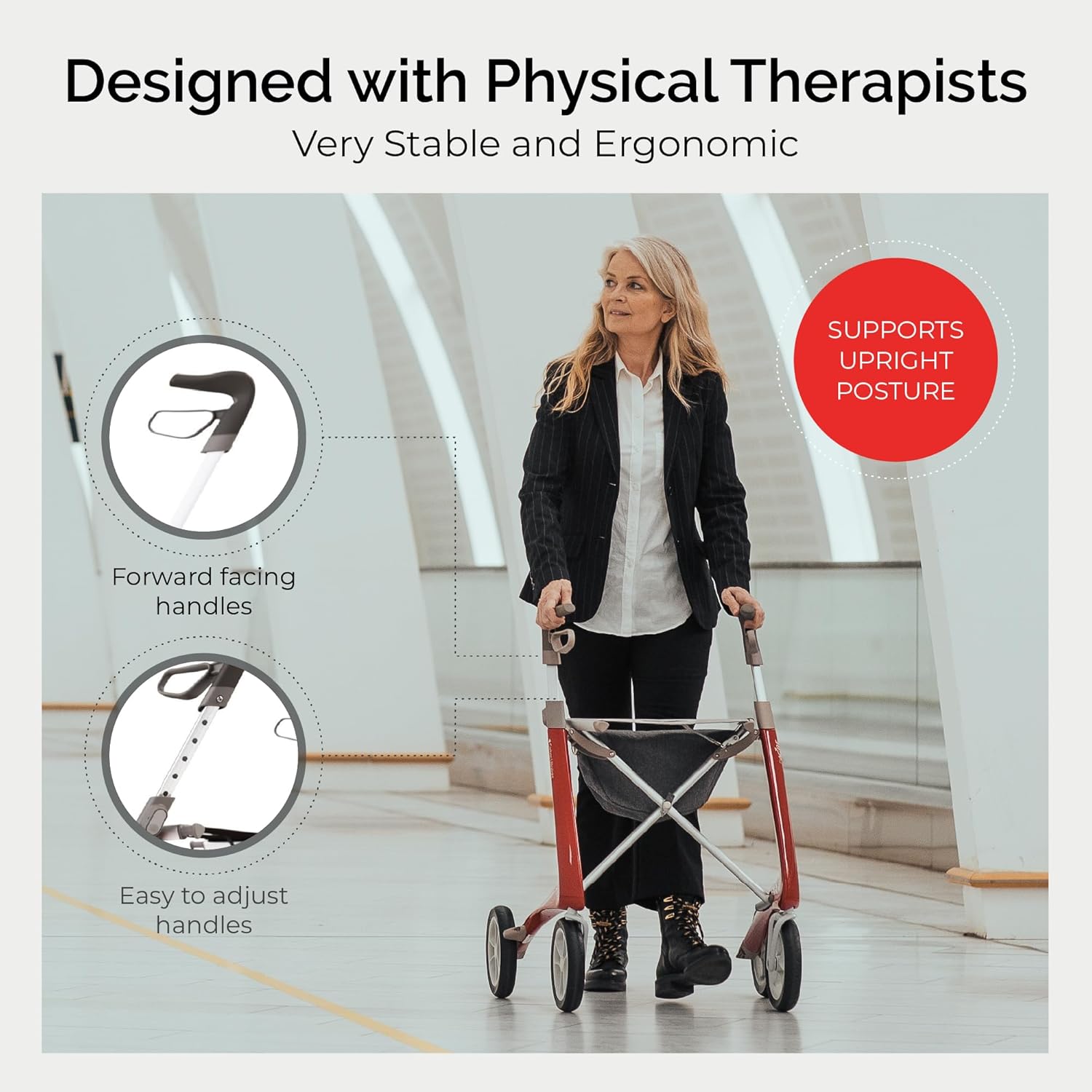 Carbon Ultralight Rollator - World's Lightest Carbon Rollator - Only 10.6 lbs/for Indoor and Outdoor Use/Foldable and Easy to Travel