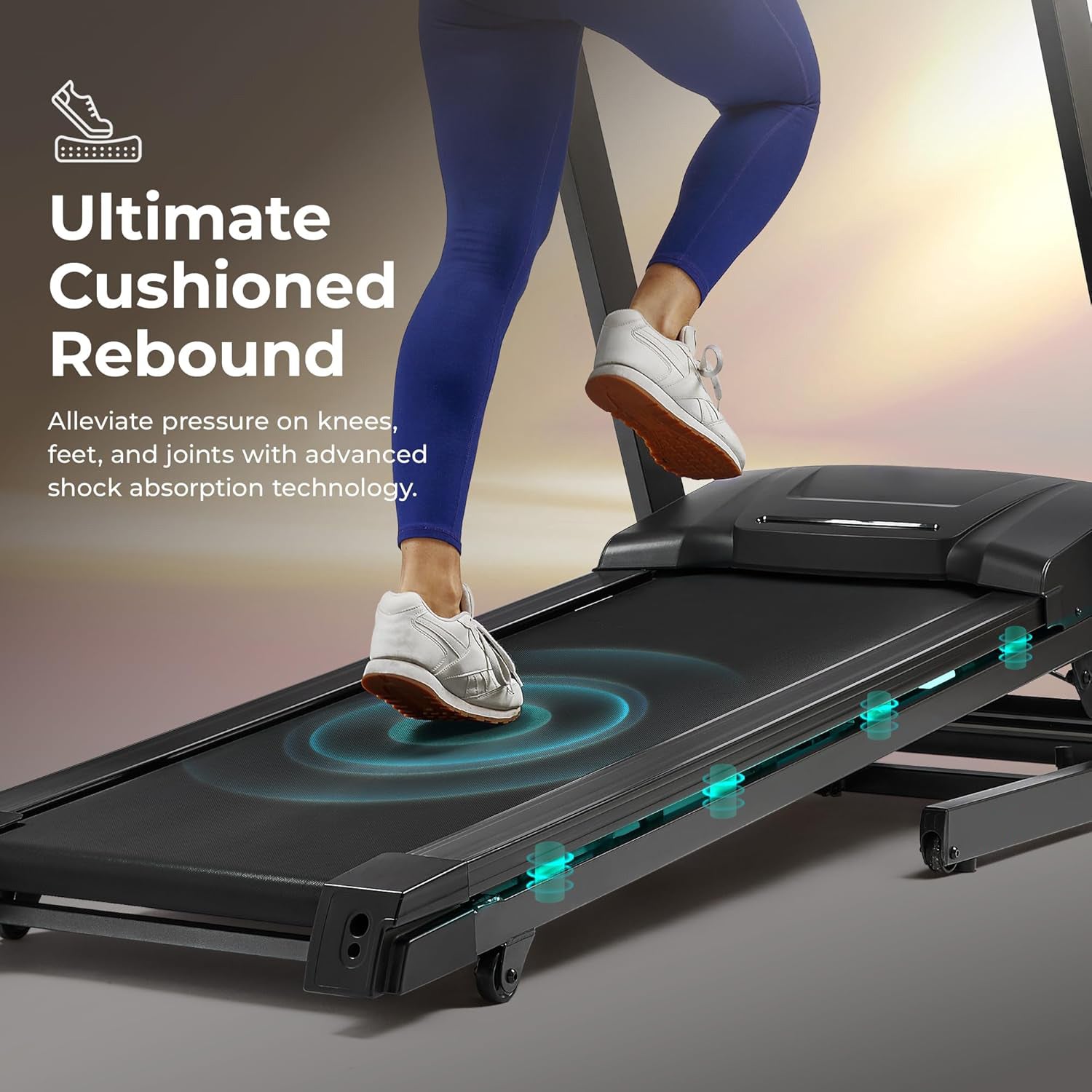 Energy Flex Motorized Treadmill with Shock Absorption, Automatic Incline, Easy Foldable Design, Pulse Sensors, Digital Display, Optional Free App Bluetooth Connection