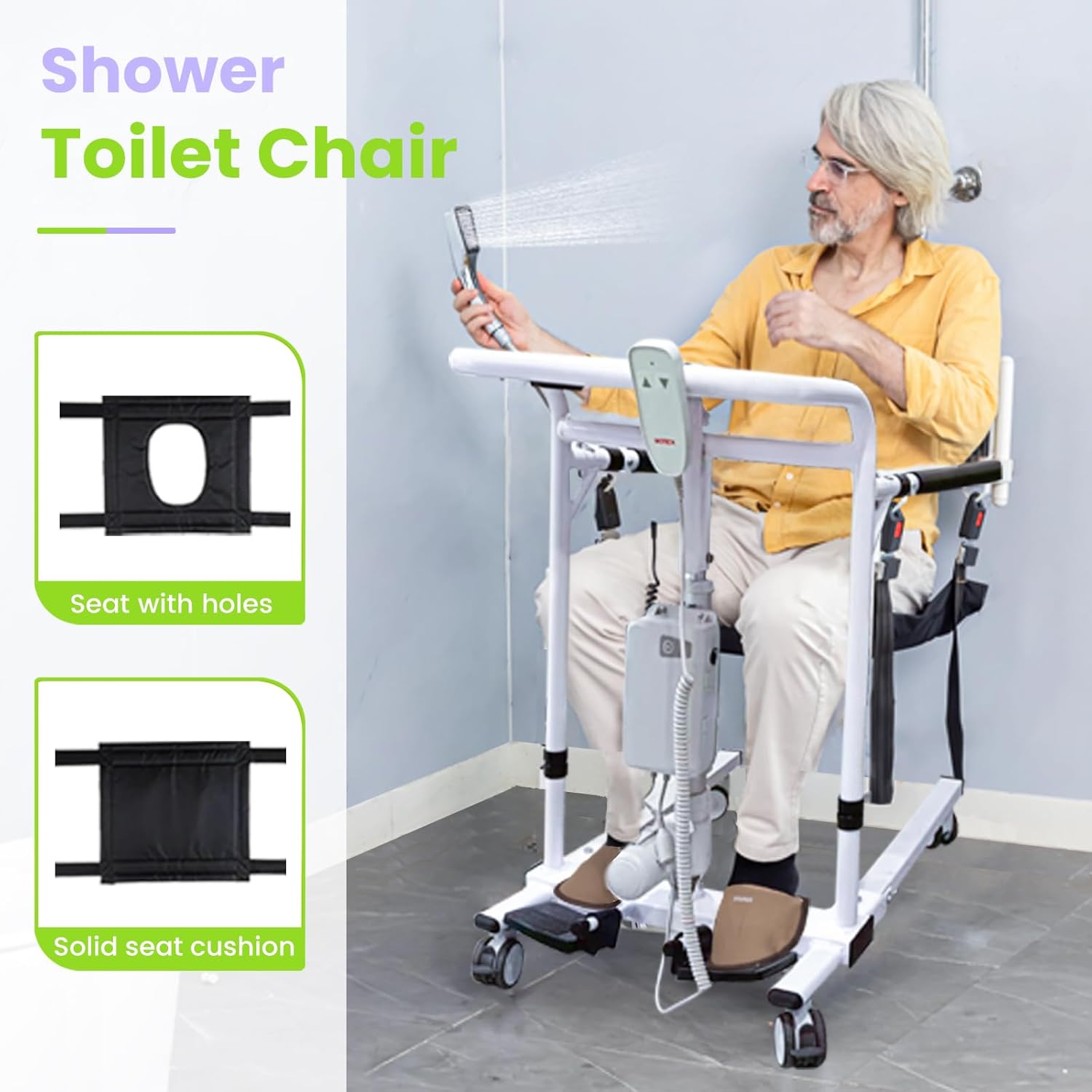 Electric Transfer Lift Chairs for Elderly,Patient Lift Transfer Chair for Home,Foldable Wheelchair Lift for Car,Portable Handicap Lift for Seniors,Transfer Shower Chair -Max Load 260lbs