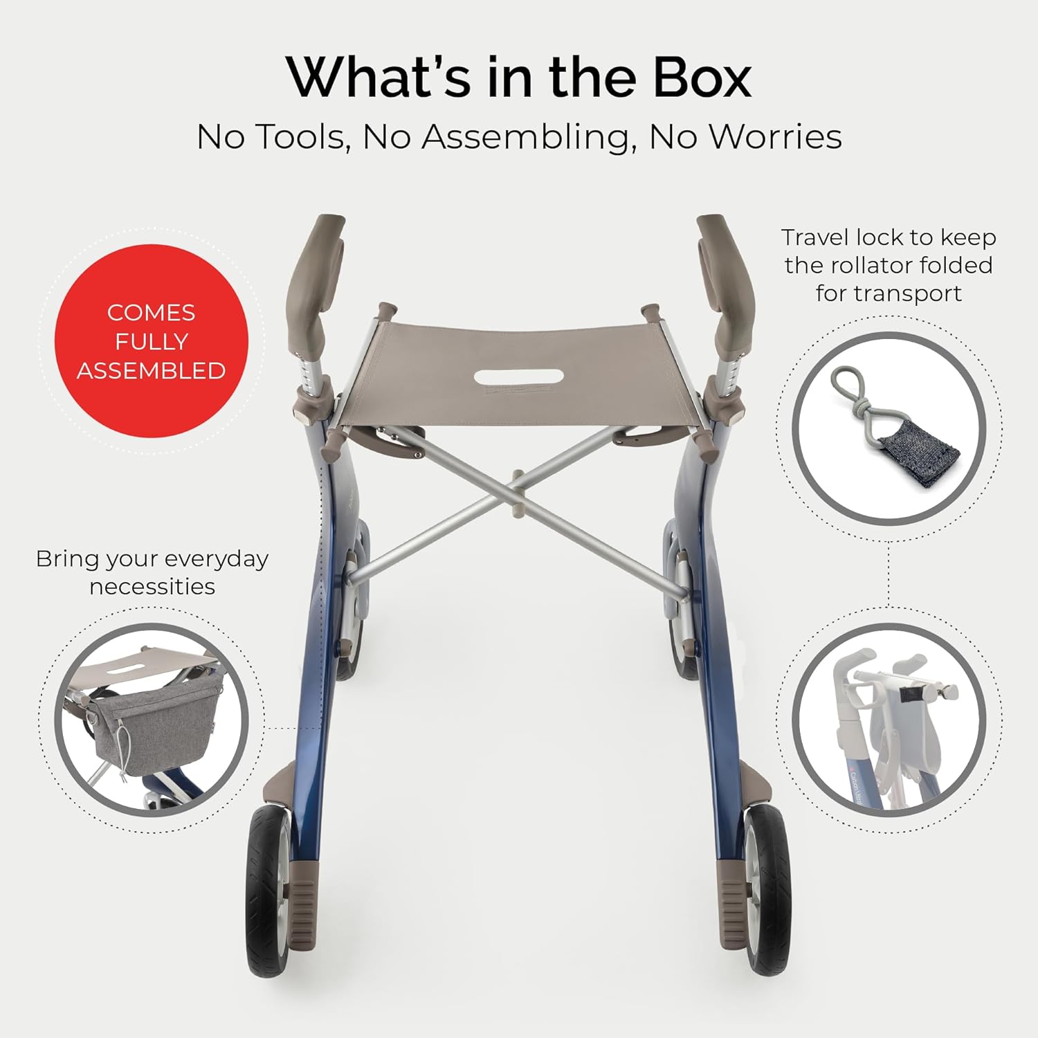 Carbon Ultralight Rollator - World's Lightest Carbon Rollator - Only 10.6 lbs/for Indoor and Outdoor Use/Foldable and Easy to Travel