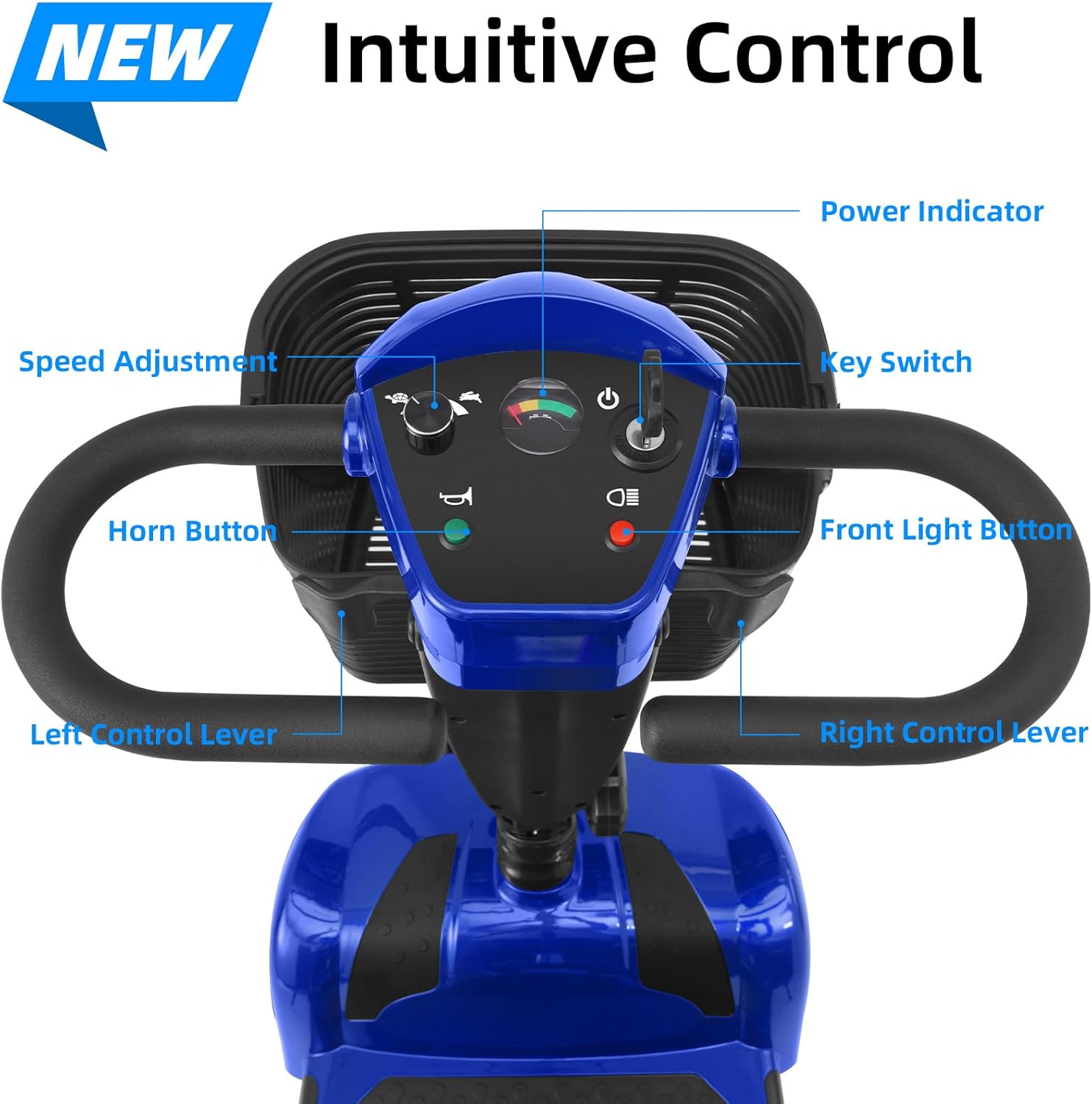 4 Wheels Mobility Scooter for Adults&Seniors Up to 300LBS, 350W Electric Powered Wheelchair Device with Extended Battery, Dual Baskets, Rotating Seat