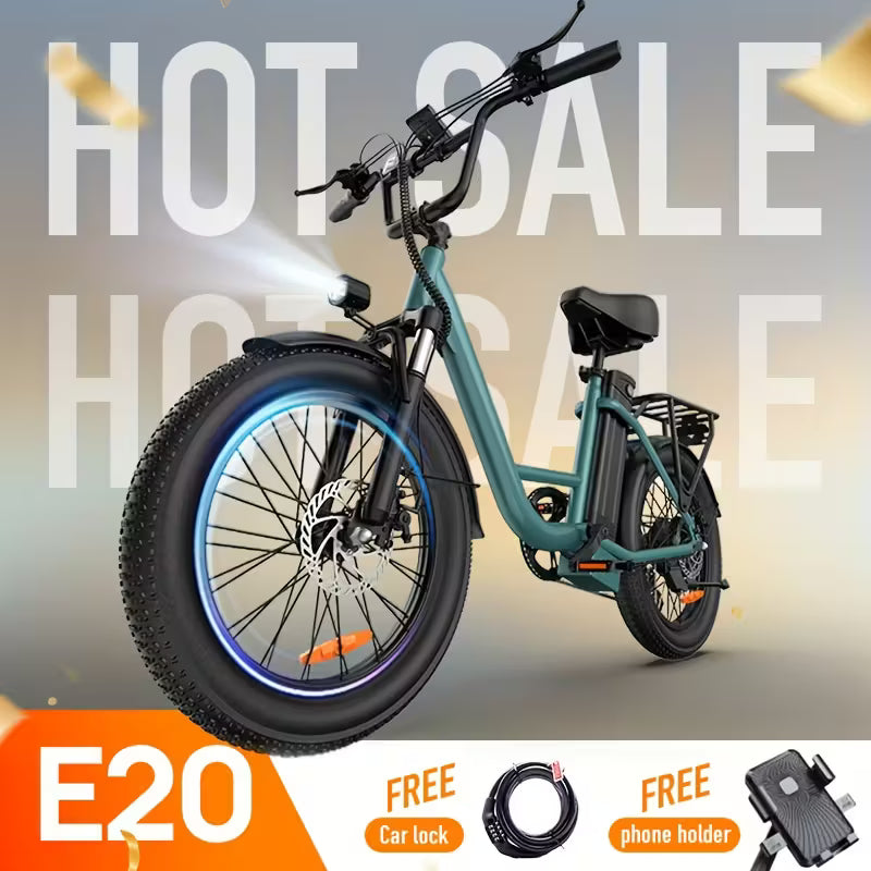 Electric Bike 745W Peak Motor & 48V 13Ah Battery - 60-Mile Range