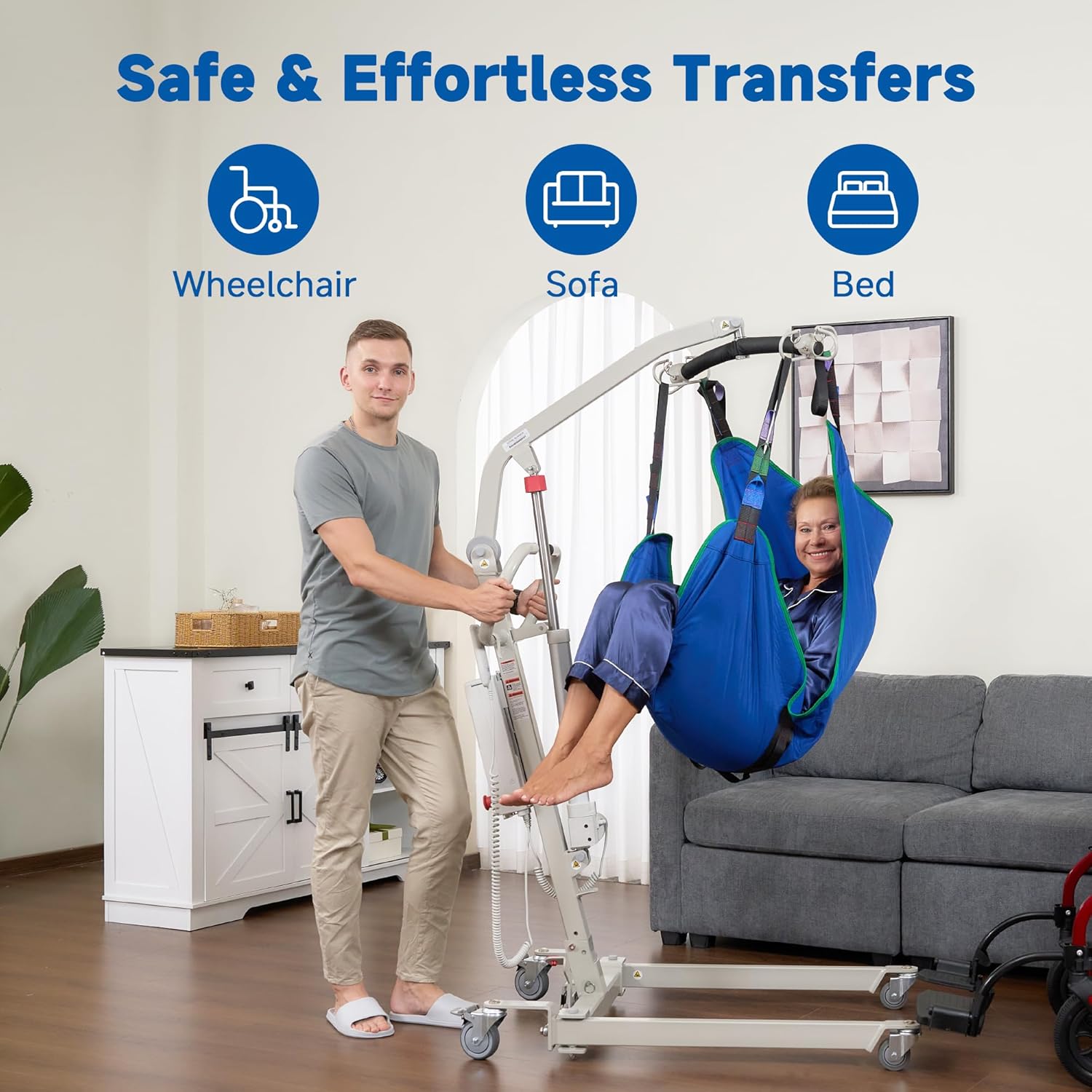 Electric Patient Lift, High-Capacity Rechargeable Battery, Home Premium Folding Electric Patient Lift