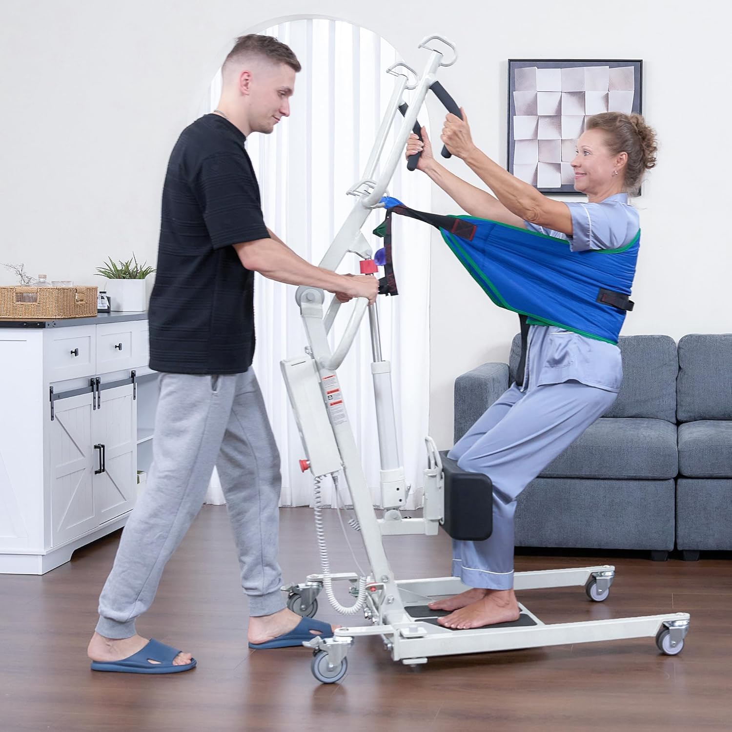 Full Body Patient Transfer Lifter for Home Use, Electric Patient Lift, Sit-Stand Lift, Safe Sit-Stand, Transfer and Transport, 4 Sling Hooks