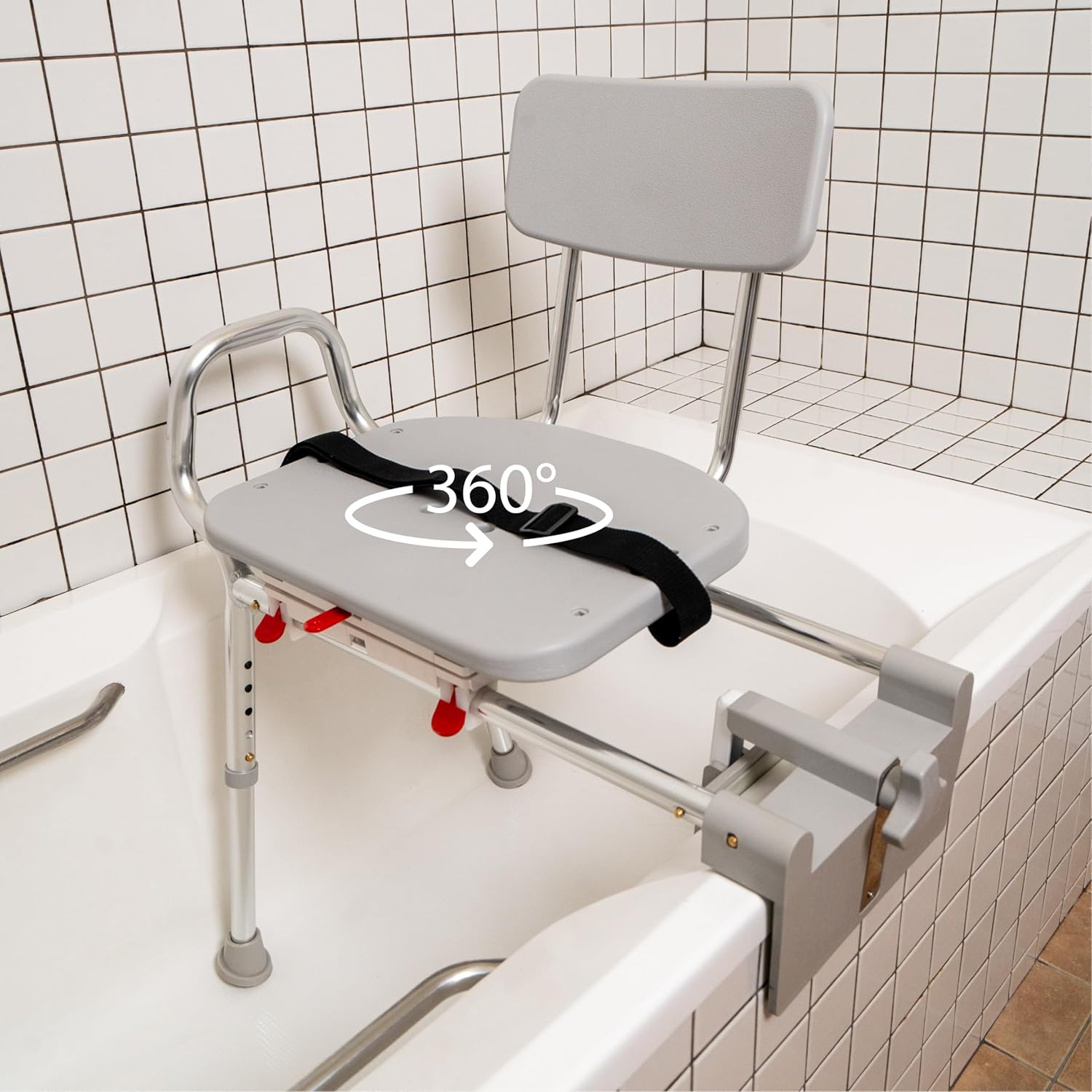 Tub-Mount Swivel Transfer Bench, Weight Capacity 350 LBs, for Safety Shower, for Elderly & Disabled