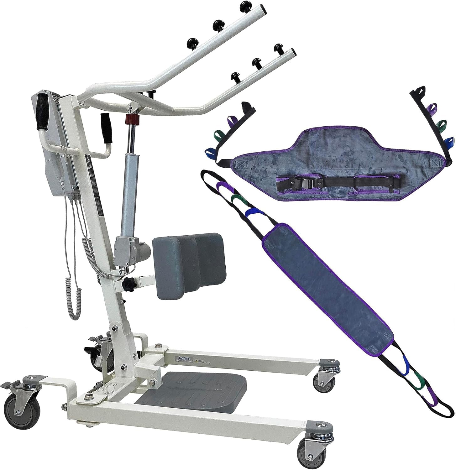 Stand Up Electric Patient Lift - Sit to Stand, Standing Lift, Rhino Lift with Manual Low Base - with Standing Sling (Medium) and Buttock Strap, 380 lb. Weight Capacity