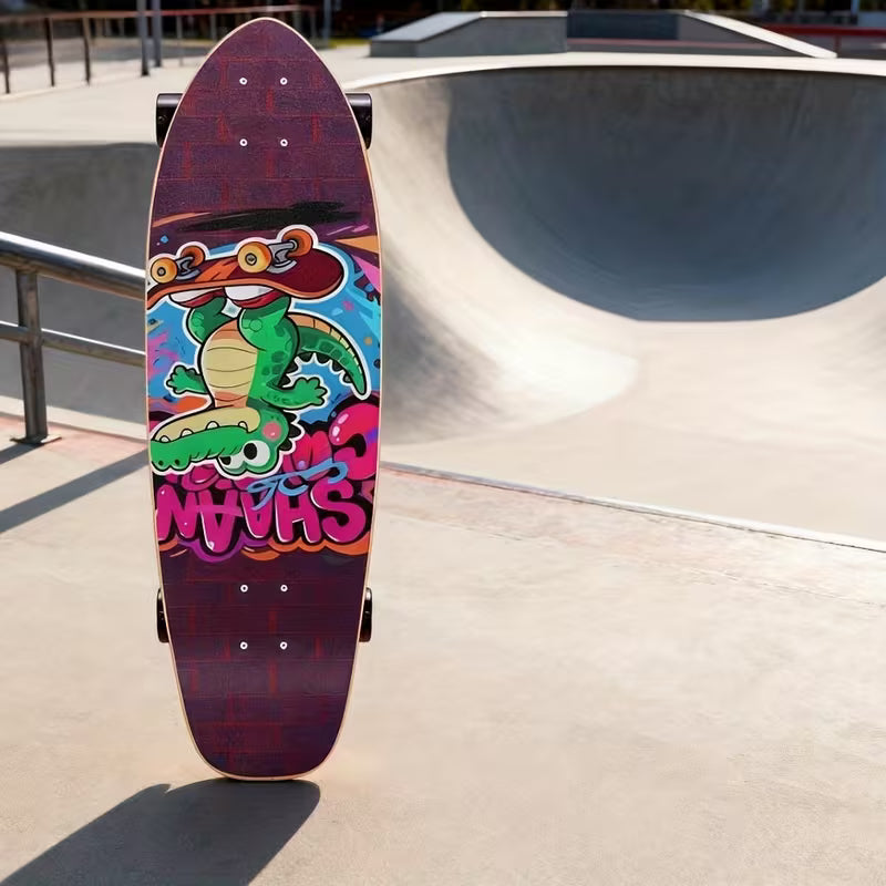 Crocodile Shadow Phantom Purple Skateboard with 9-Layer Maple Handle - Beginner-Friendly, Versatile for Street & Park Use
