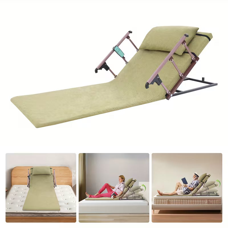 Electric Lift Bed Backrest with Extended Padding, Foldable Armrests & Headrest - Comfortable Cotton-Like - Green - Heavy Duty Metal Frame - 90-240V 50W
