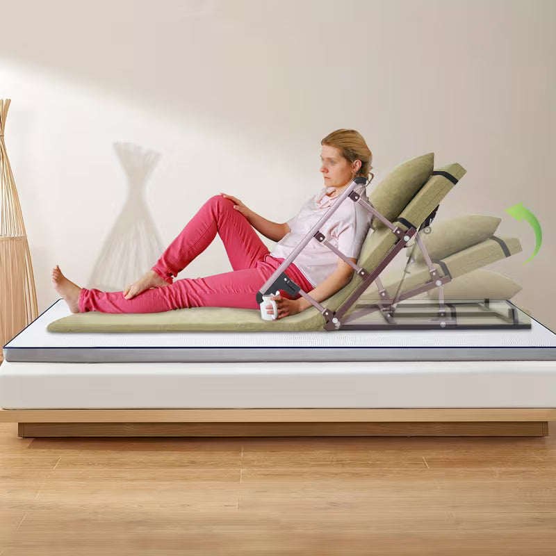 Electric Lift Bed Backrest with Extended Padding, Foldable Armrests & Headrest - Comfortable Cotton-Like - Green - Heavy Duty Metal Frame - 90-240V 50W