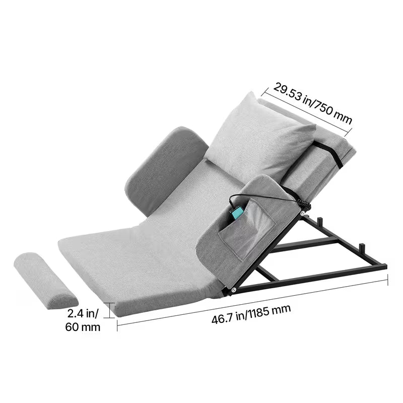 Electric Lifting Backrest 300 lbs 4-68° Adjustable with Guardrail & Pouch