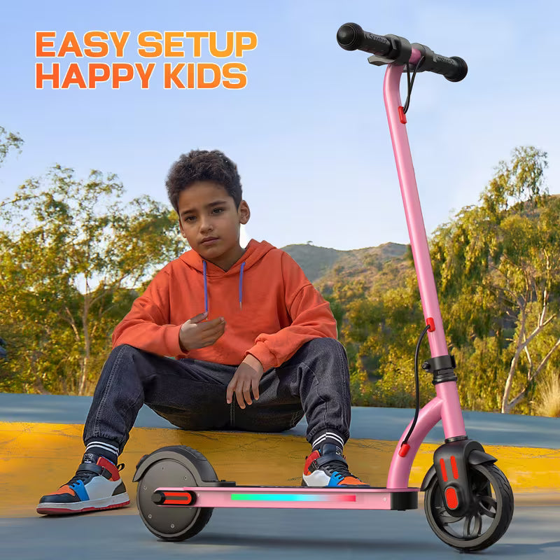 10mph Max Electric Scooter for Kids, LED Dispaly, 150W Powerful Motor, Dual Brake System, Adjustable Height and Speed, Best Presents for Kids