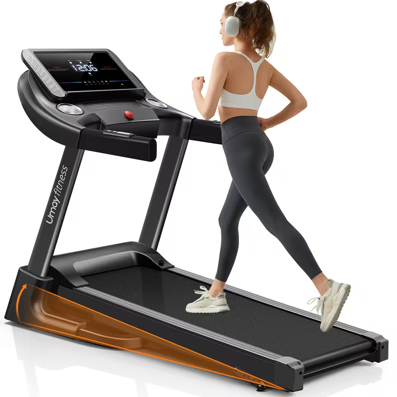 Fitness Home Folding 3 Level Incline Treadmill with Pulse Sensors, 3.0 HP Quiet Brushless, 8.7 MPH, 300 lbs Capacity, Black