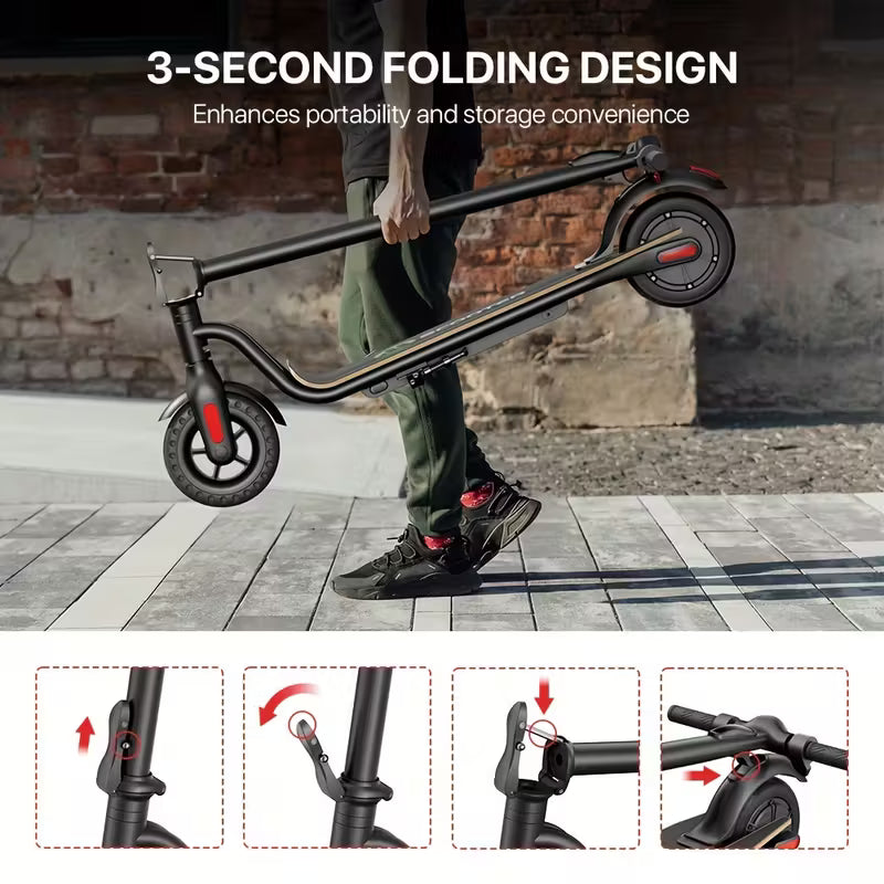 Foldable Electric Scooter Only 12kg With 8" Solid Wheels, Wood Pedal, 7.8AH Battery, Supports 25km/h Max Speed, 3 Speed Modes And 18-22km Range, The Electric Motor Scooter Is A Perfect Choice For Commuters!