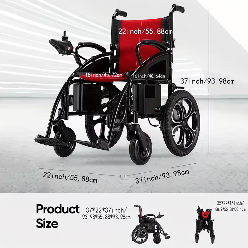 Heavy-Duty Foldable Electric Wheelchair for Seniors & Adults - 330lbs Capacity, 500W Dual Motor