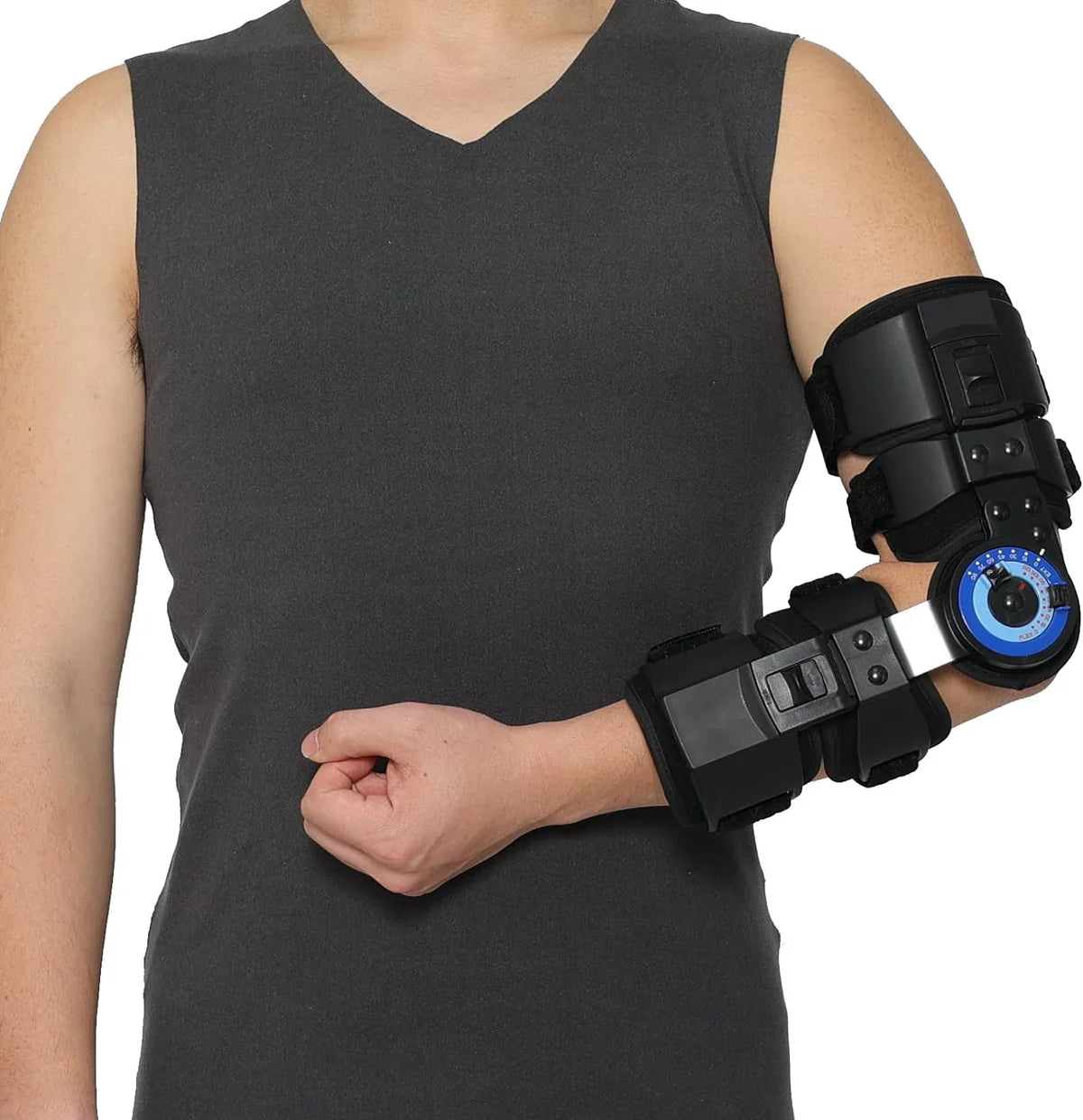 Hinged ROM Elbow Brace, Adjustable Post OP Elbow Brace Stabilizer Splint Arm Injury Recovery Support After Surgery