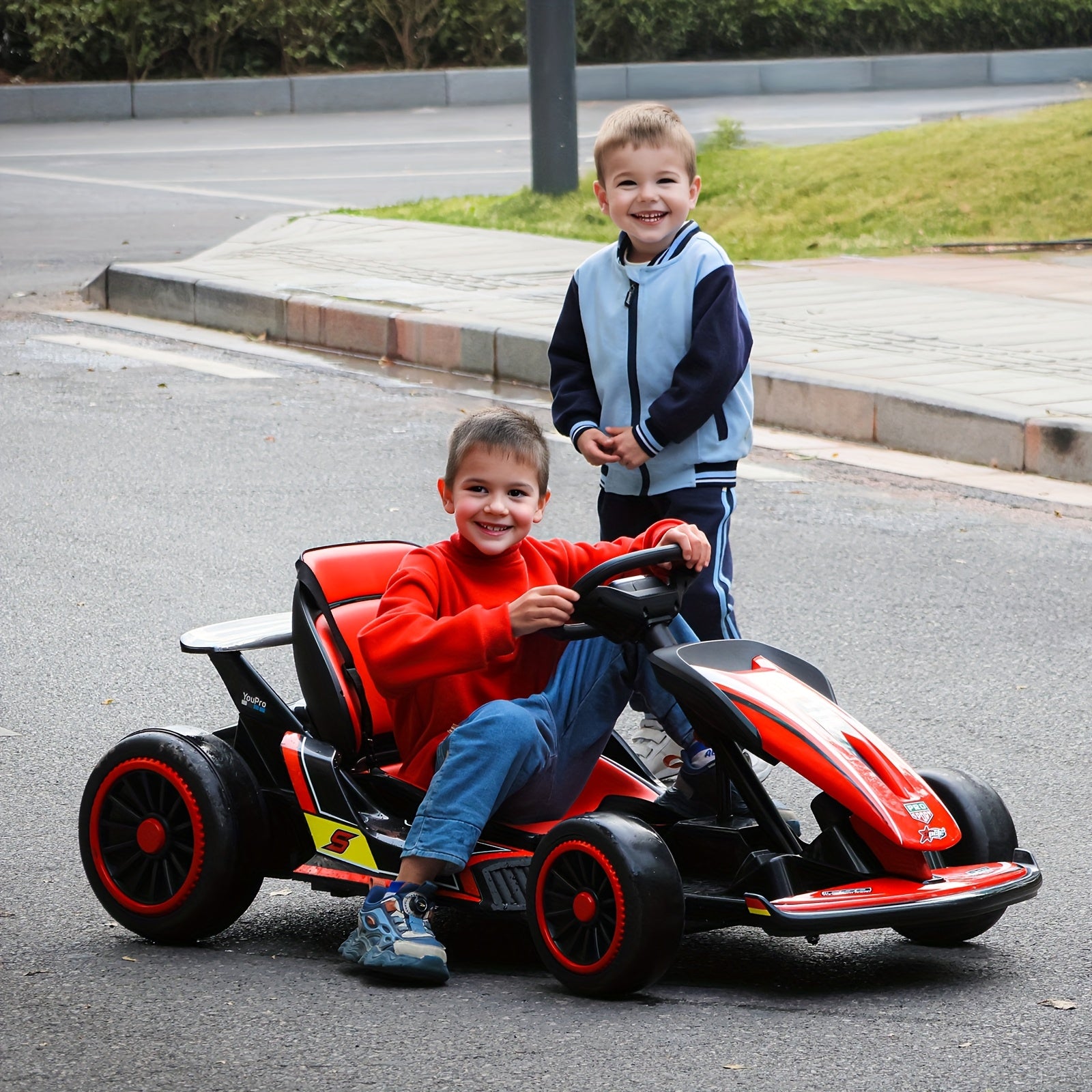 MUKIDY 24V Electric Go Kart, Drift Cart for 6- Kids Valentine'S Day Gifts, Battery Powered Outdoor Ride on Toy Electric Go Kart, with Soft Start, Music And Safety Belt