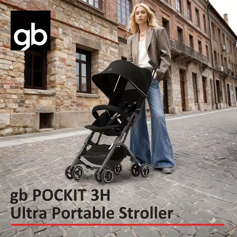 POCKIT 3H Ultra-Light Foldable Stroller | 13.01LB Portable Baby Pushchair with All-Terrain Wheels, One-Touch Fold/Brake, Storage Basket, Sunshade Canopy & Baby Handle, Gift Box Packaging, For Halloween, Thanksgiving, Christmas