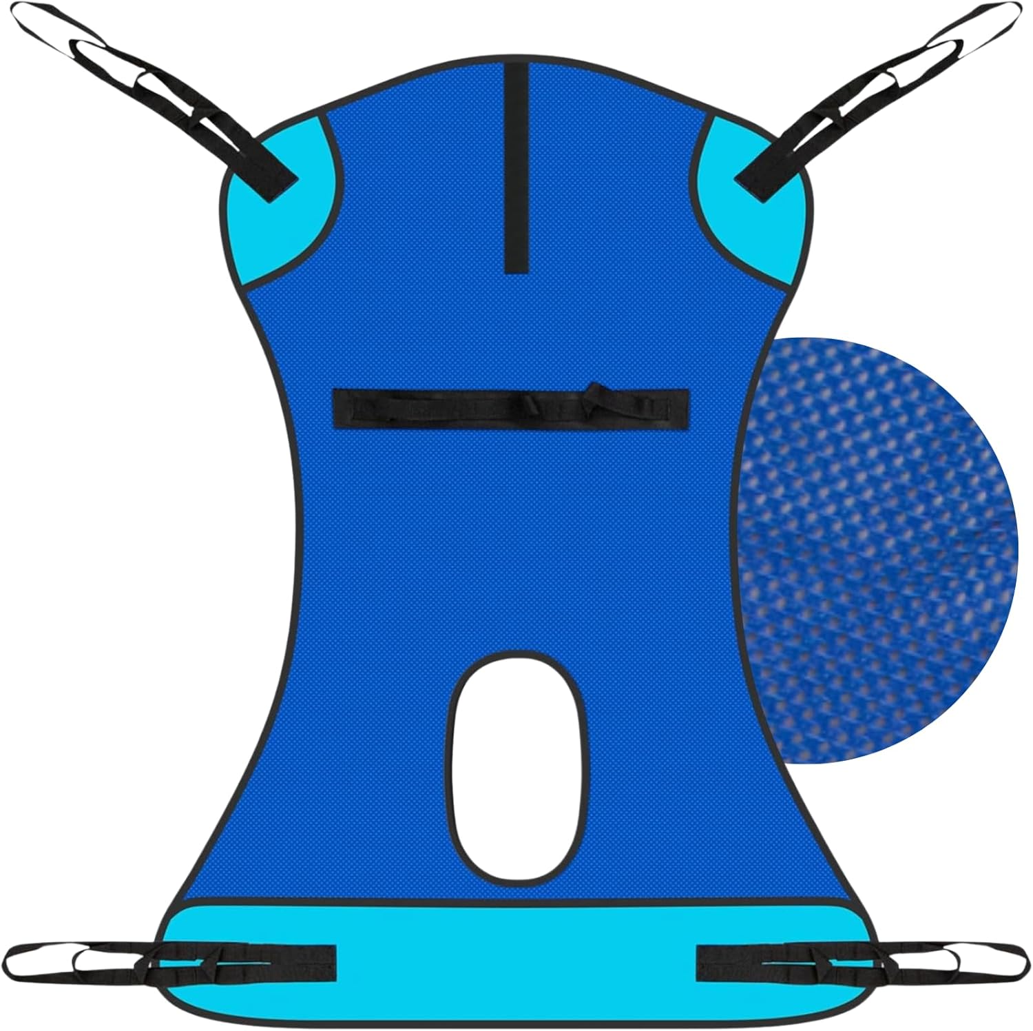 Patient Lift Sling with Opening (400lb Capacity) - Lifting Aid Straps for Transfer - Commode Chair for Hydrolic Medical Full Body Device for Elderly, Bariatric, Nursing, Caregiver - Mesh Support