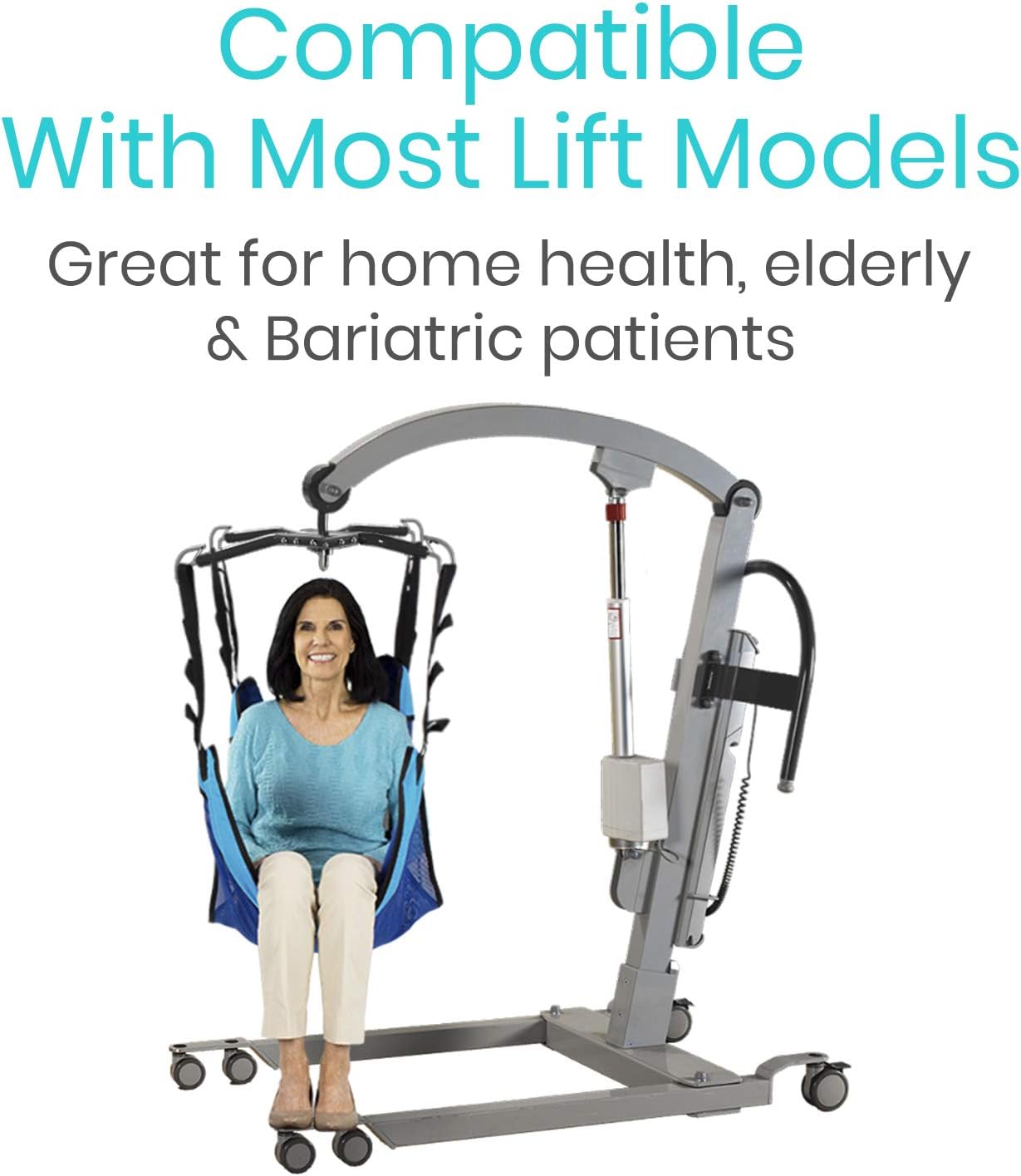 Patient Lift Sling with Opening (400lb Capacity) - Lifting Aid Straps for Transfer - Commode Chair for Hydrolic Medical Full Body Device for Elderly, Bariatric, Nursing, Caregiver - Mesh Support