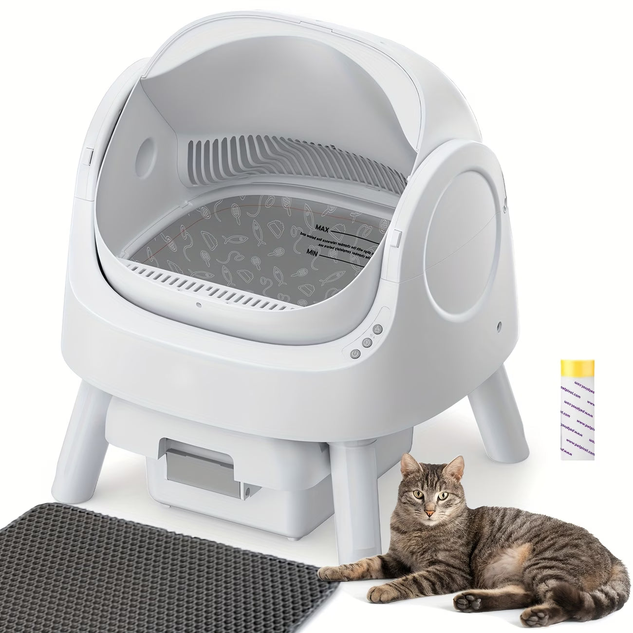 PetPivot Open-Style Self-Cleaning Litter Box, Safe Automatic Litter Box, Suitable for Multiple Cats