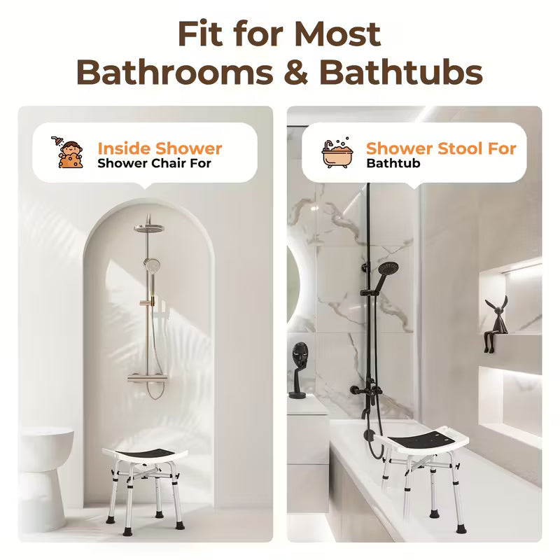 Shower Chair for Elderly, Disabled & Seniors - 500 Lbs Weight Capacity, Adjustable Height