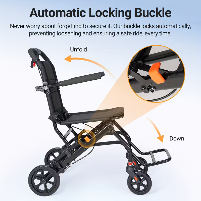 Ultralight Folding Wheelchair - 22.4lb Lightweight Portable Mobility Aid for Adults & Seniors