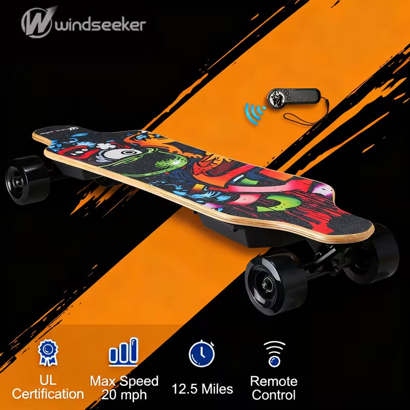 Windseeker Commuter Electric Longboard, 450W Motor, 30kmh Speed, 30km Range