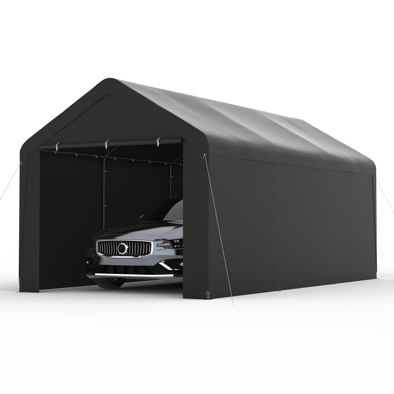 10X20 Ft Steel Canopy Carport Storage Shed, Portable Garage Party Tent, Garage with Detachable Sidewalls & Doors, All-Season Tarp for Carports, Events, And Weddings