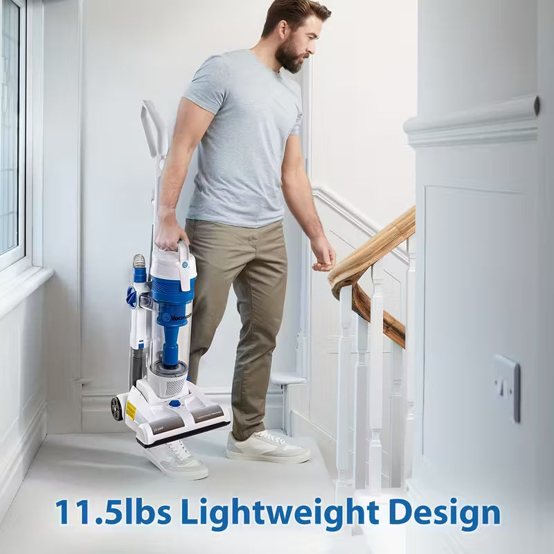 Upright Vacuum Cleaner Power Suction Bagless Vacuum Cleaner Portable Floor Cleaner with 20ft Cord & 13 Inch Cleaning Path for Carpet, Hard Floor And Pet Hair