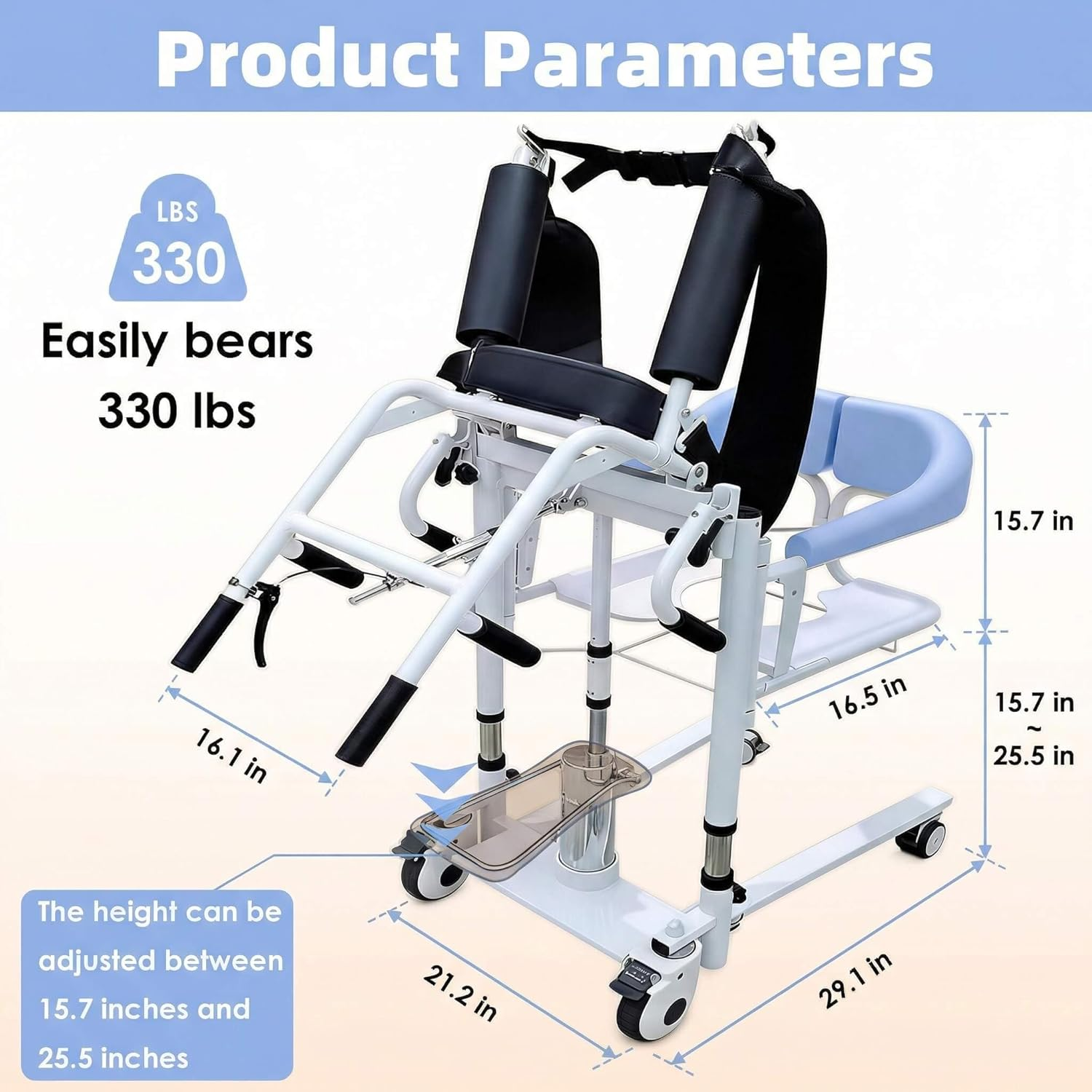 Patient Lift Transfer Chair for Home, Sit to Stand Lift for Elderly, Hydraulic Lift with 180° Open Design, Disabled,Portable Transfer Chair for Bed, Toilet, Shower,Car | Silla de Transferencia